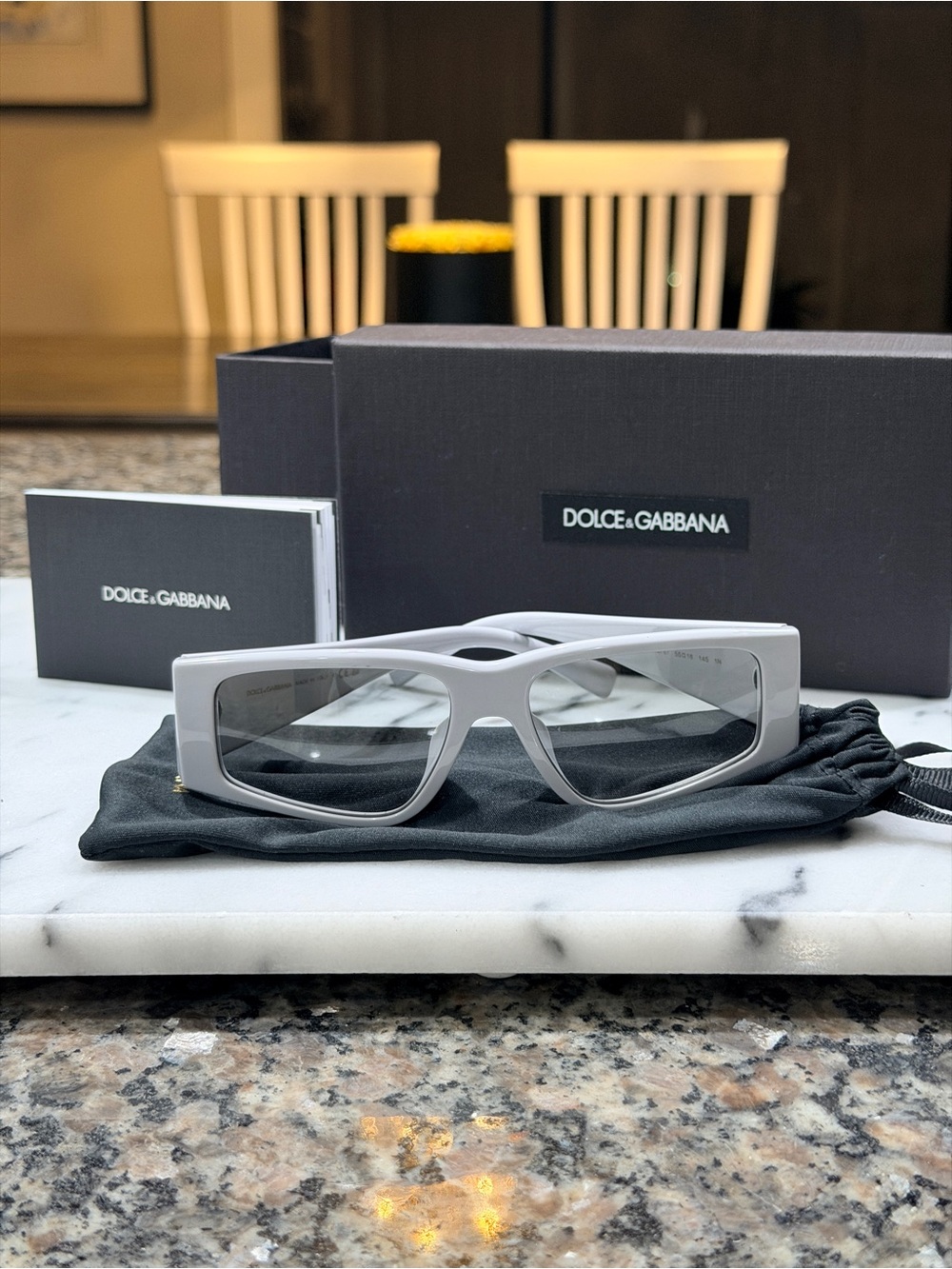Dolce & Gabbana light gray Rectangular Sunglasses